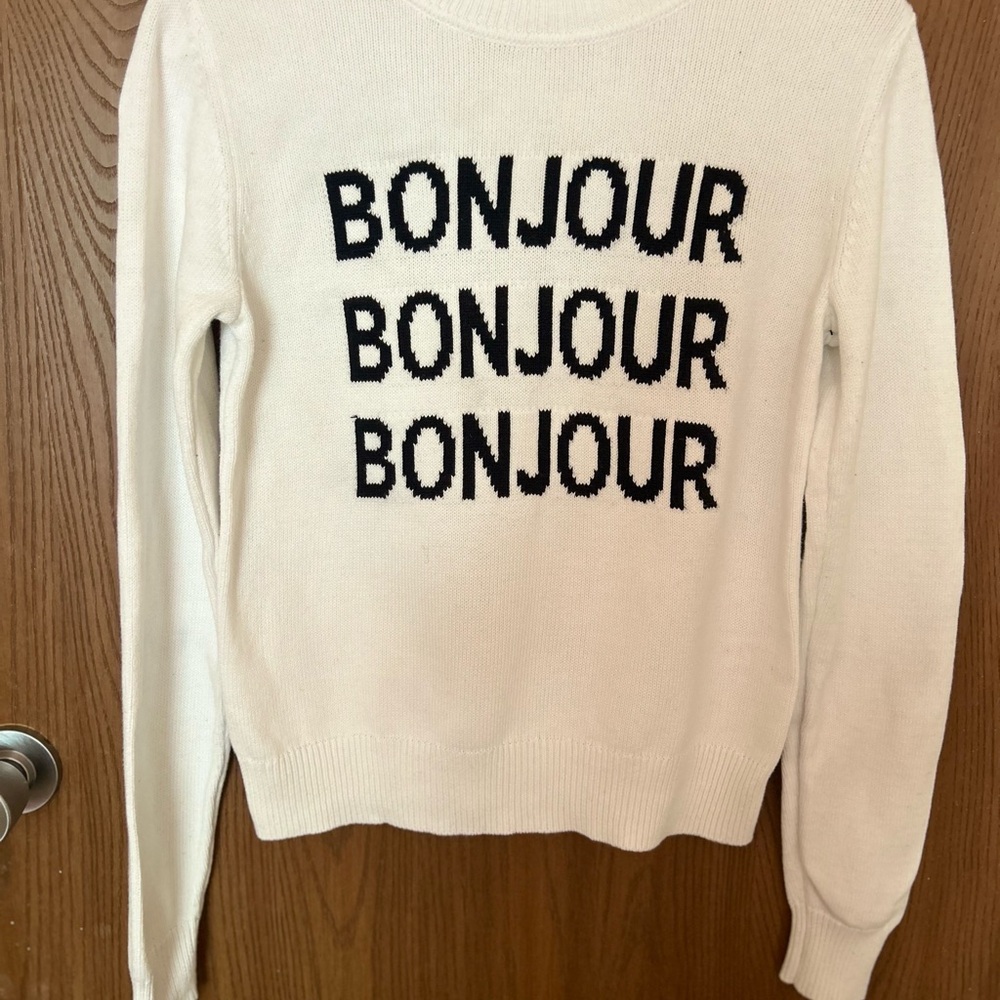 Karl Lagerfeld Black and White Crew Neck Sweater